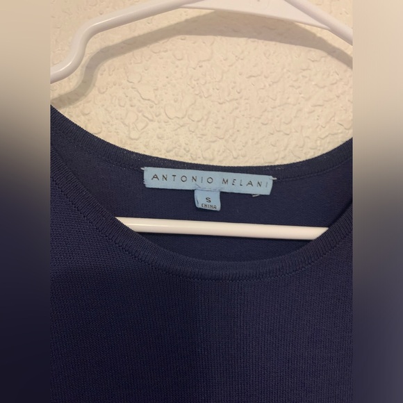 Antonio Melani Molly Midnight Navy Textured Knit Fit Flare Dress Size S Career - Picture 6 of 7